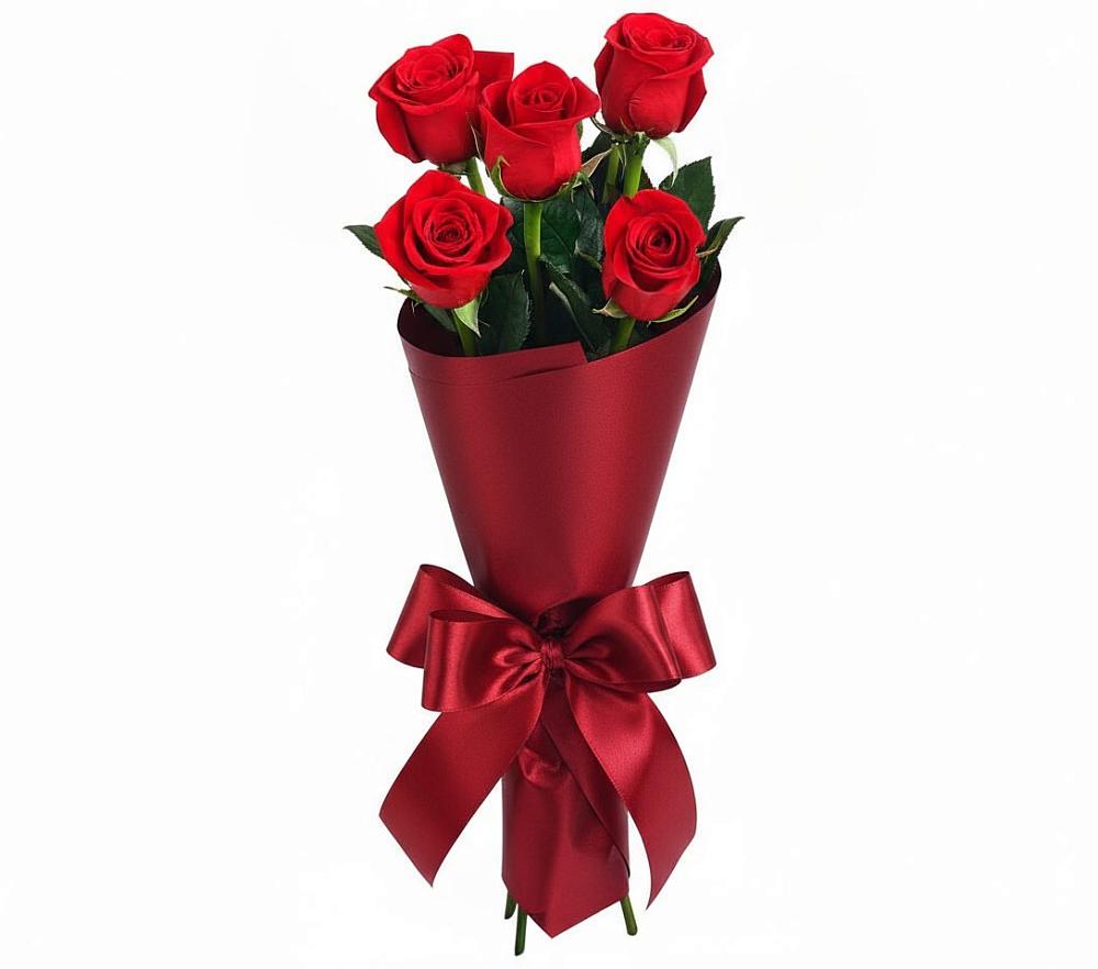 Букет 5 Красных роз Эдлесс Лав в Жуково