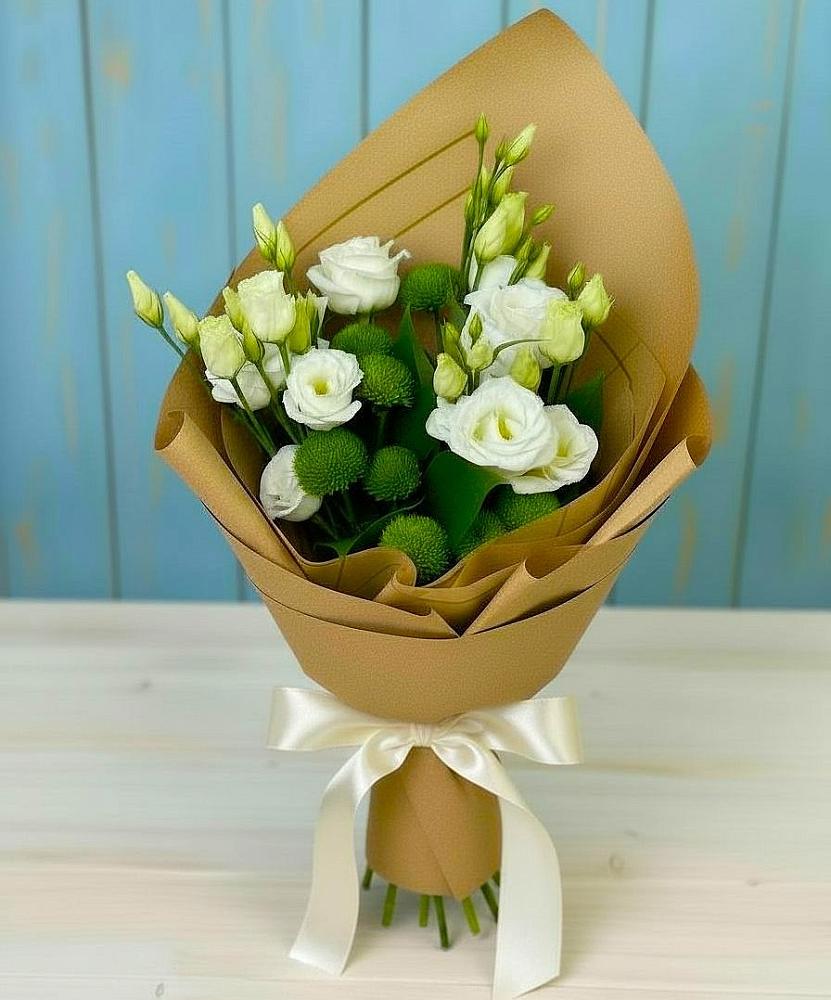 Букет цветов из: Хризантемы и Лизиантусы в Жуково