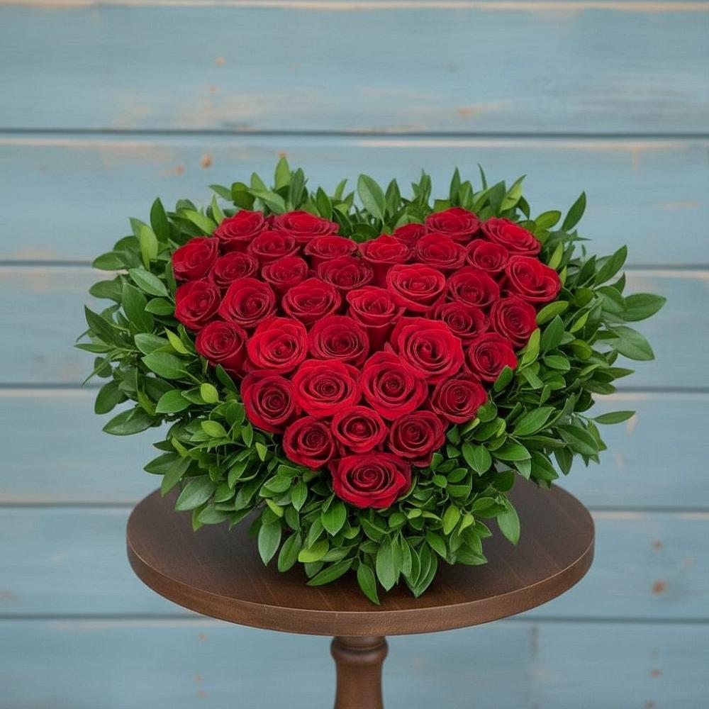 Цветочная композиция из Розы в виде сердца в Жуково