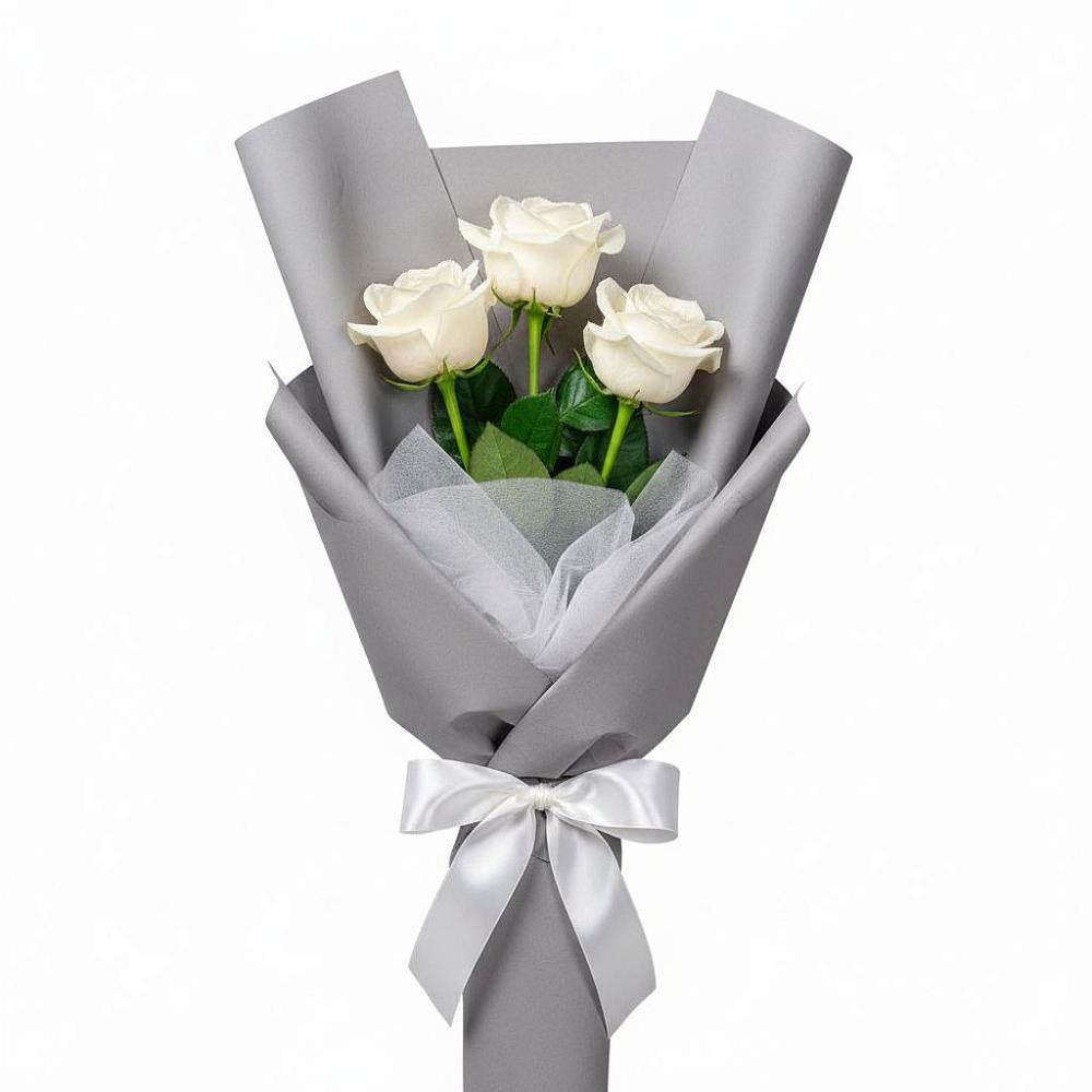 Букет 3 белые розы в Жуково