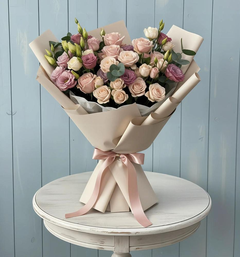 Букет цветов из: Розы и Лизиантусы в Жуково