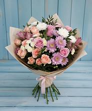 Букет цветов из:  Хризантемы, Розы и Альстромерии в Жуково