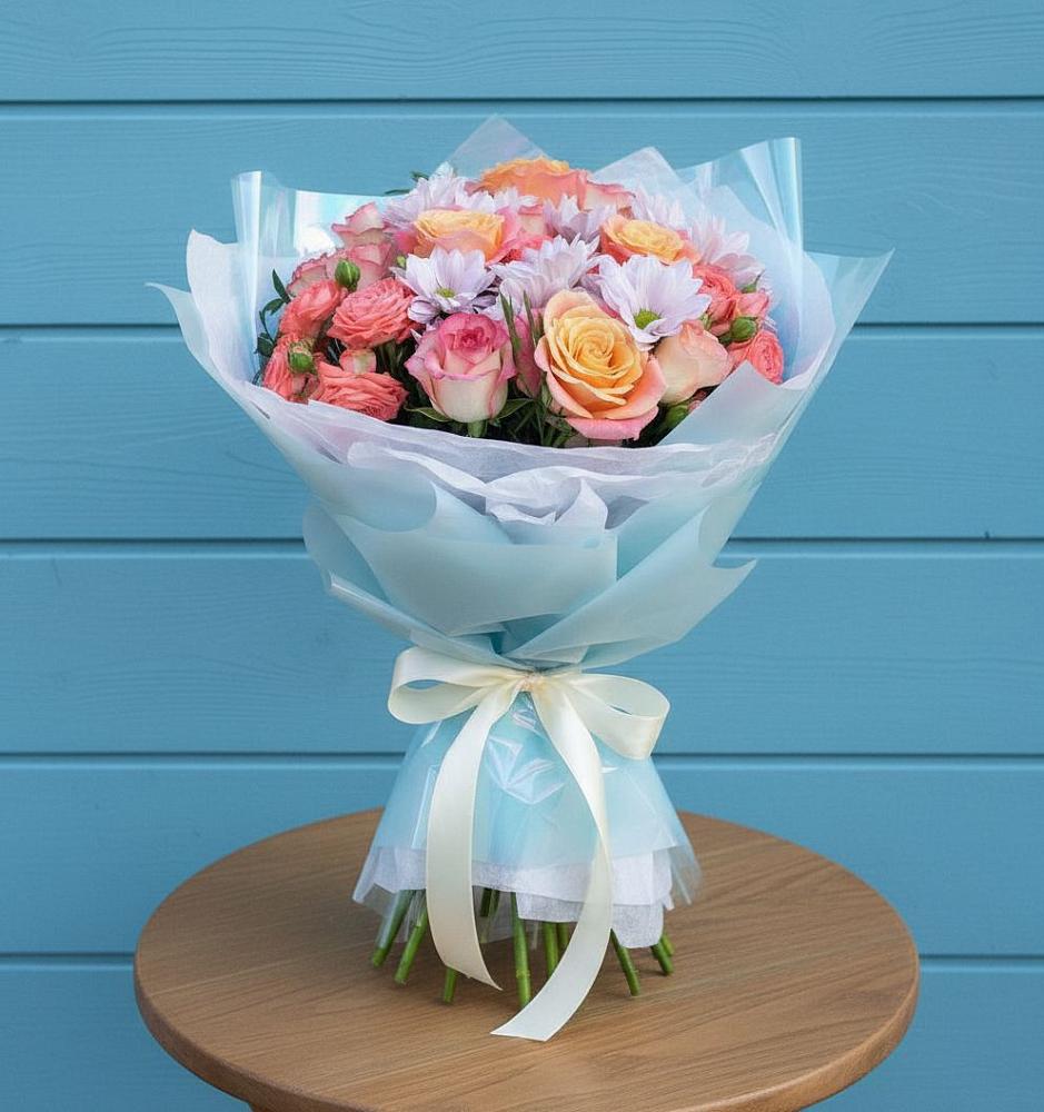 Букет цветов из: Хризантемы и Розы в Жуково