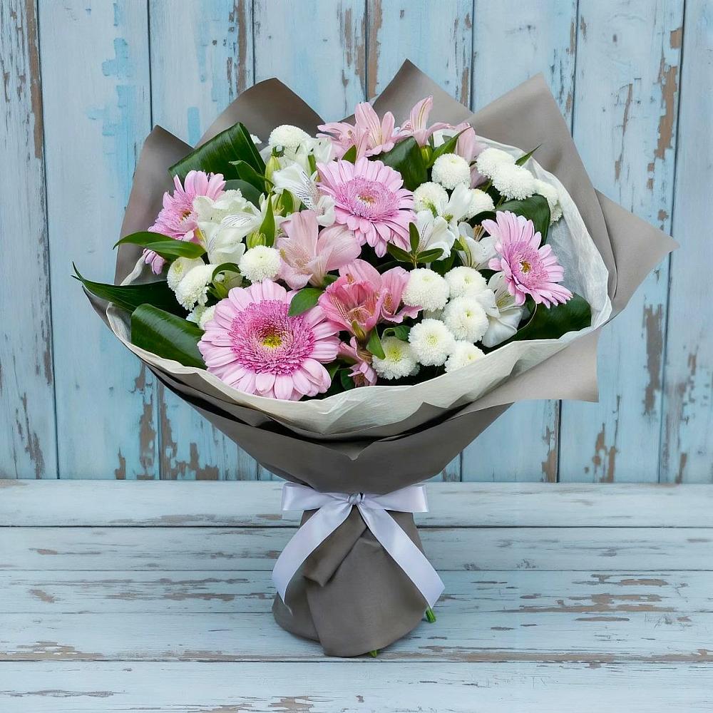 Букет цветов из: Герберы, Альстромерии и Хризантемы в Жуково