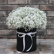 Цветочная композиция из Гипсофила в шляпной коробке в Жуково